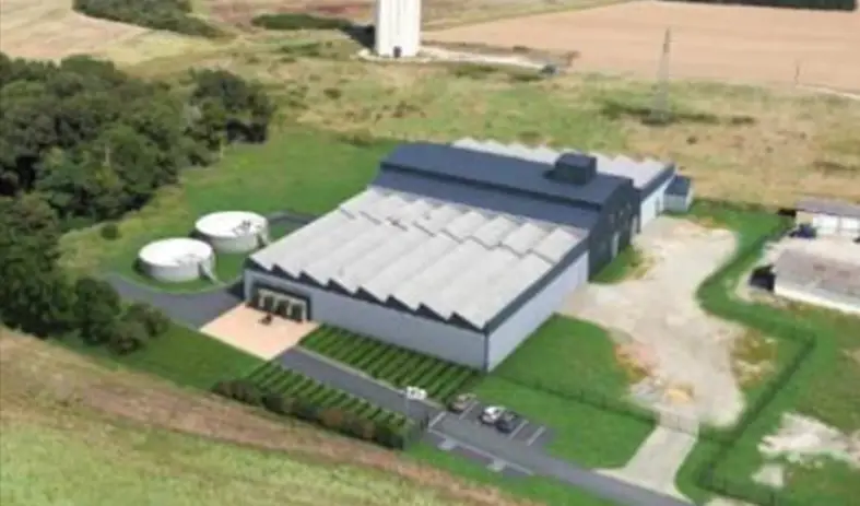 Aerial view of water treatment facility in Bonnevalais region France designed and delivered by setec consulting engineers as part of a 100km multi-community water supply infrastructure project